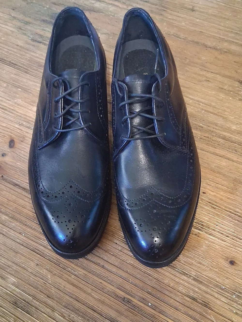 Classic Black Leather Wingtip Derby Shoes